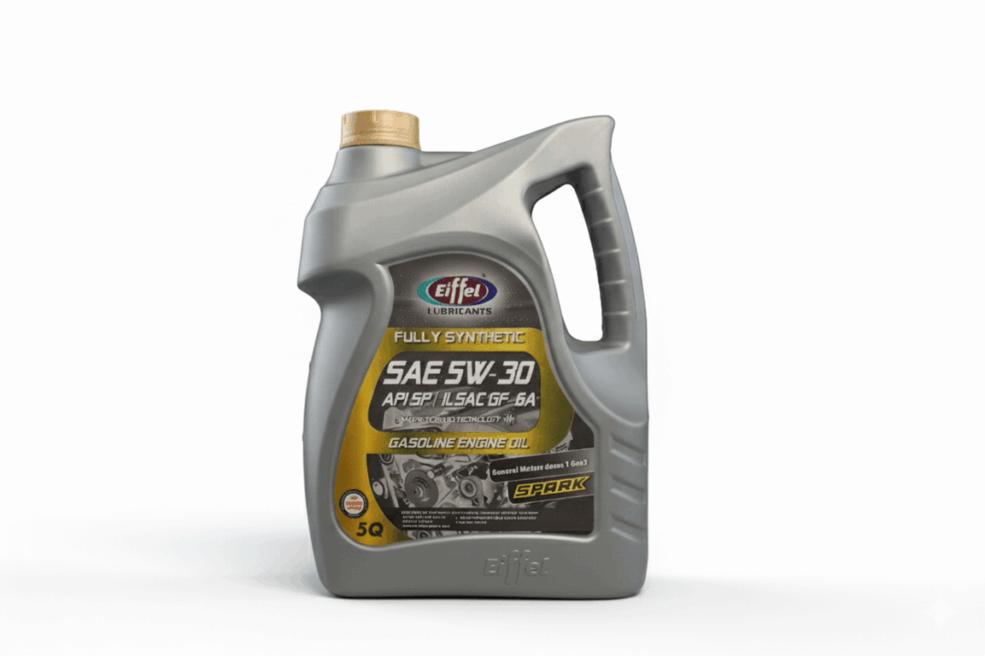 Motor oil container with label details