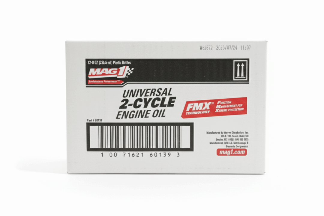 Box of Universal 2-Cycle Engine Oil.