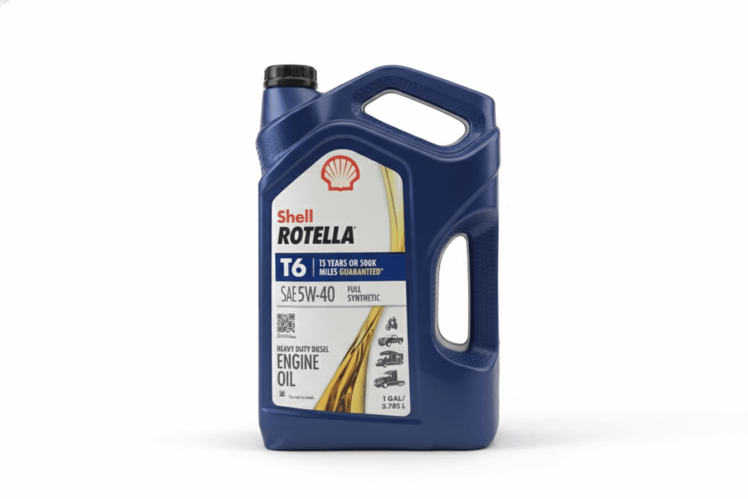 Shell Rotella T6 engine oil container