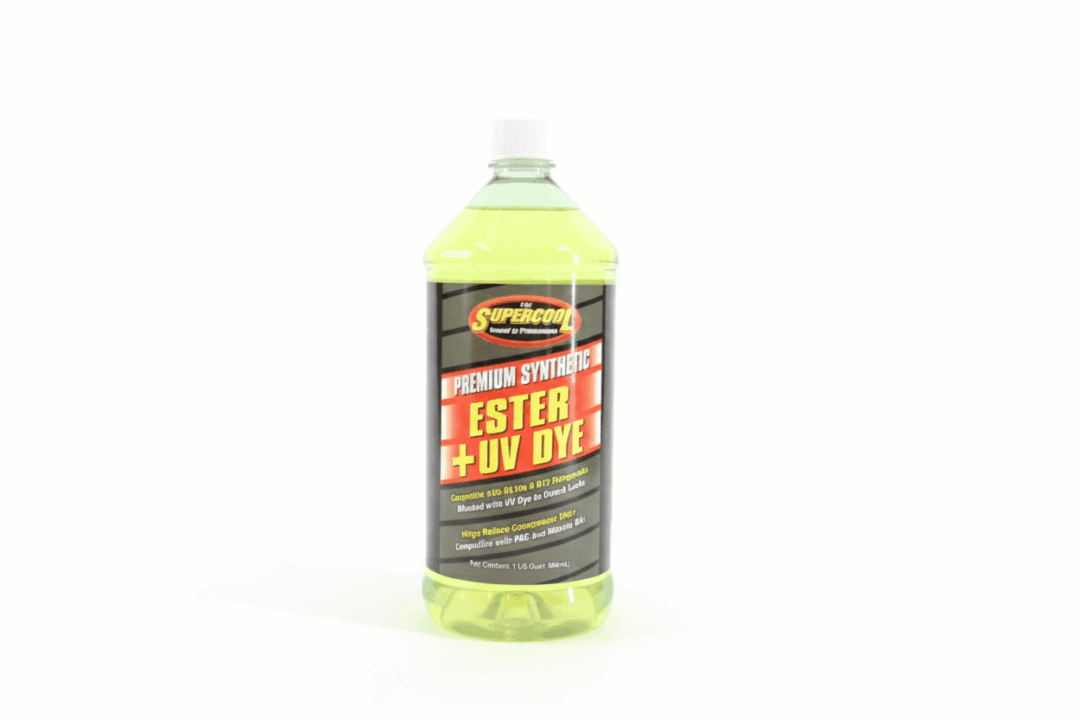A large bottle of yellow ester dye for gunsmithing.