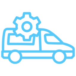 Repair truck illustration in blue outline