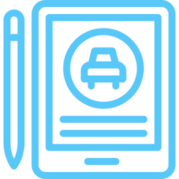 Tablet with car icon and stylus