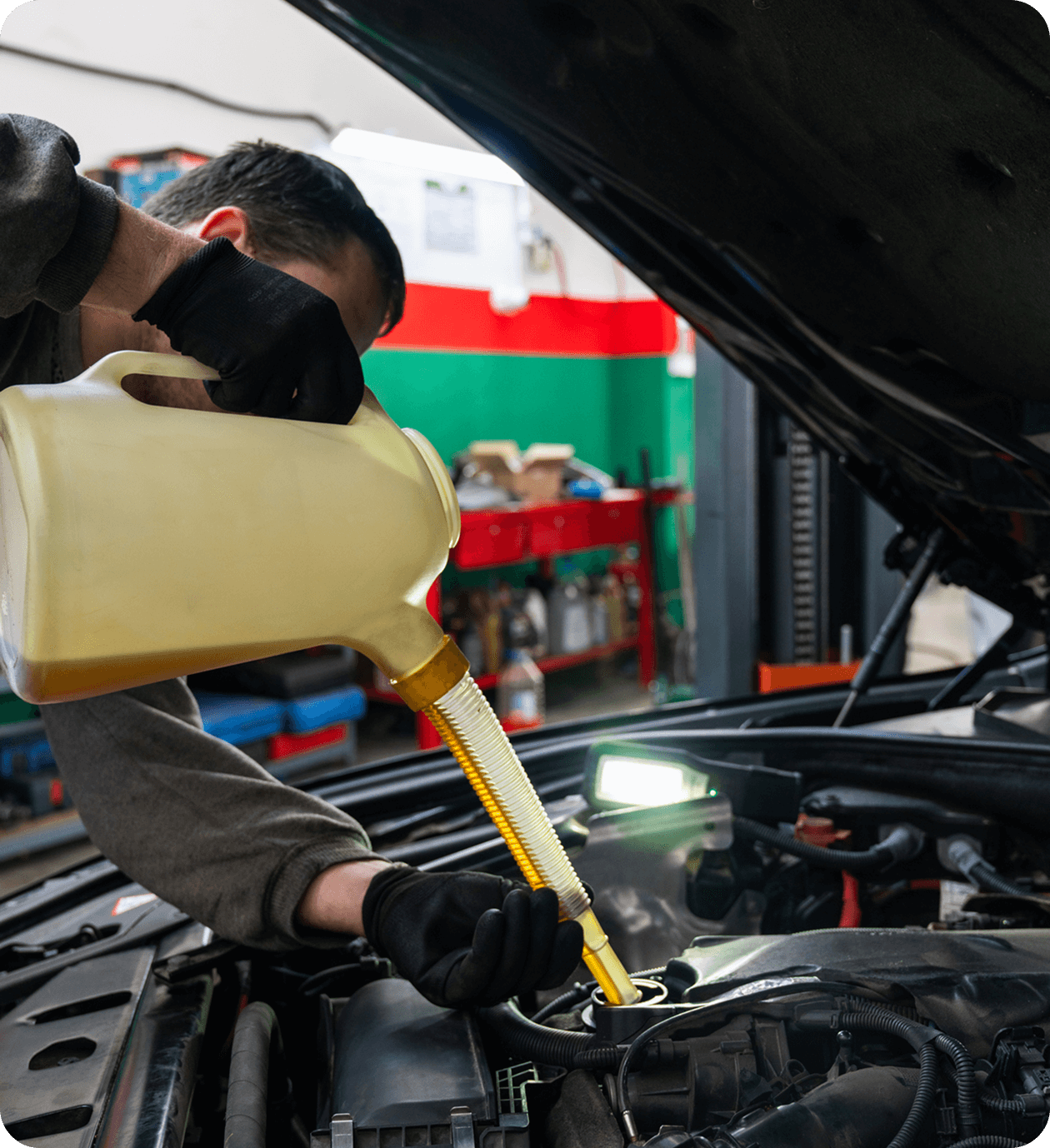 Engine oil refill under hood